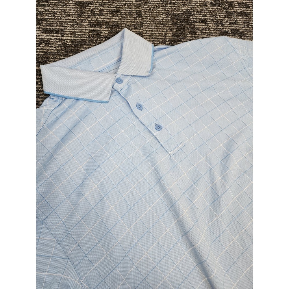 Jos. A. Bank Polo Shirt Mens Large Blue Grid Leadbetter‎ Golf Performance - Picture 4 of 7
